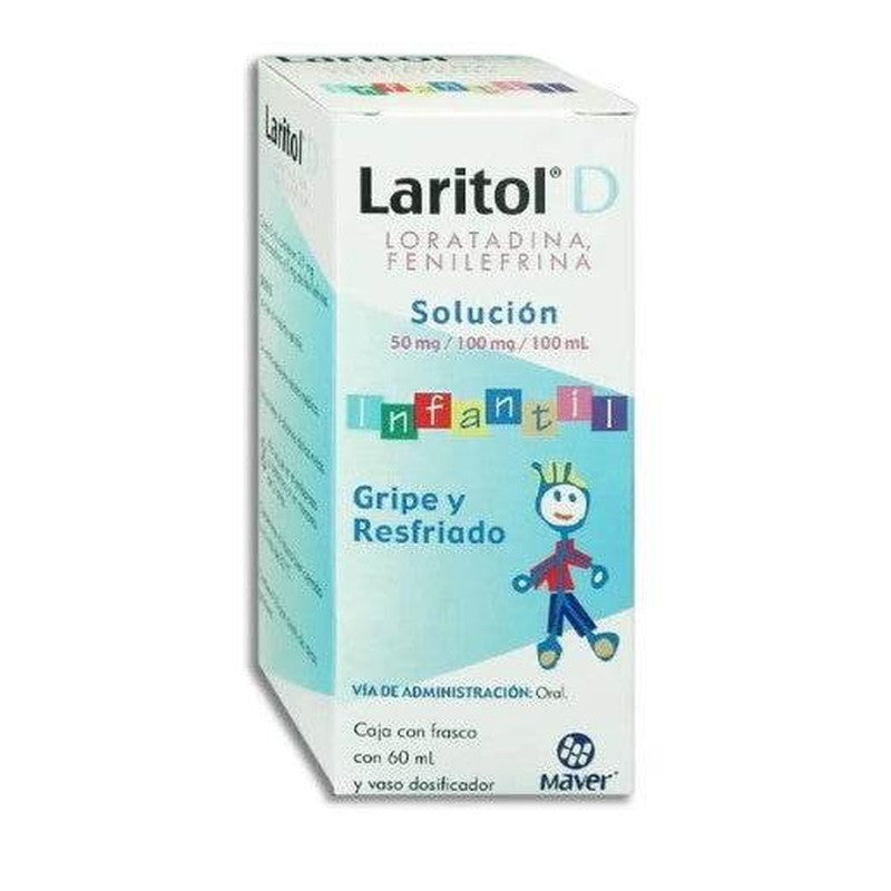 Loratadina  Fenilefrina 50  50 Mg  100 Ml 60 Ml Jarabe Laritol D Infantil 7502009741784