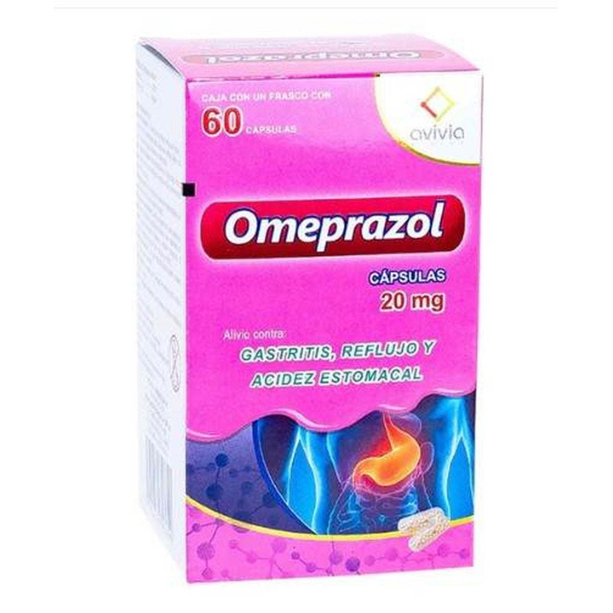 Omeprazol 20 Mg Con 60 Capsulas Avivia, 7502216803800