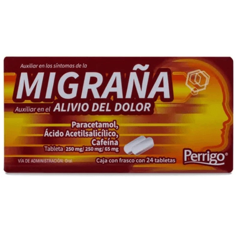 Paracetamol  Acido Acetilsalicilico  Cafeina 250  250  65 Mg Con 24 Tabletas Migraña 7501109763214