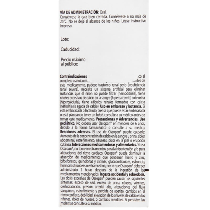 Ossopan 600 Mg Con 30 Tabletas