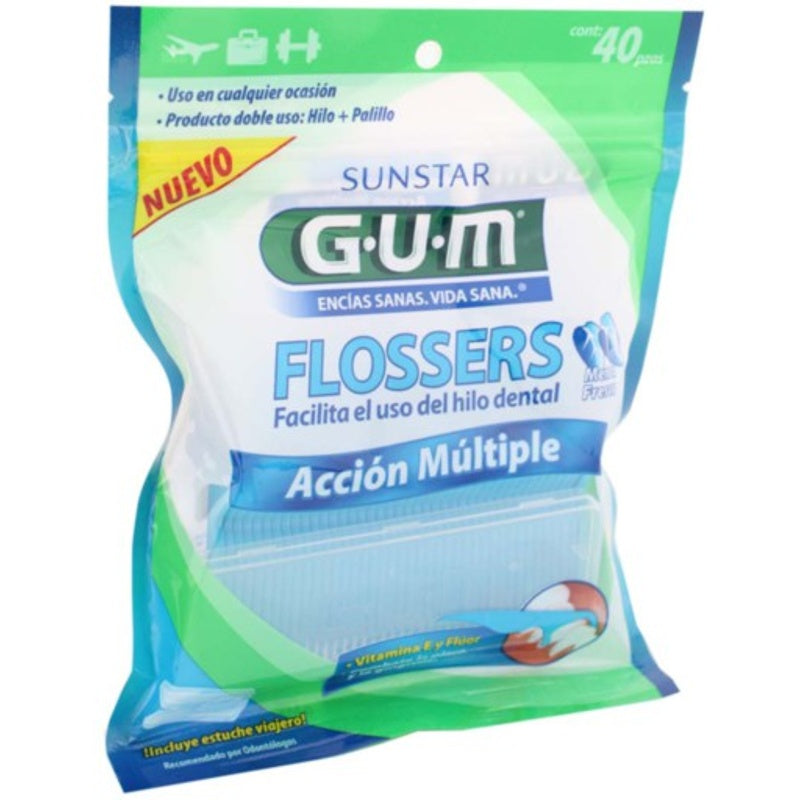 Palillos Gum Con Hilo Dental Menta 40 Piezas