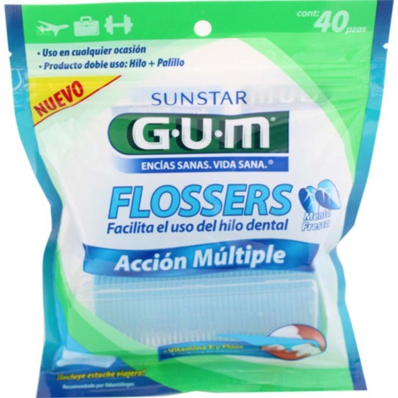 Palillos Gum Con Hilo Dental Menta 40 Piezas