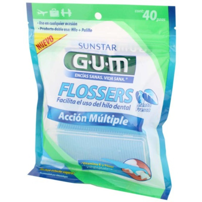 Palillos Gum Con Hilo Dental Menta 40 Piezas