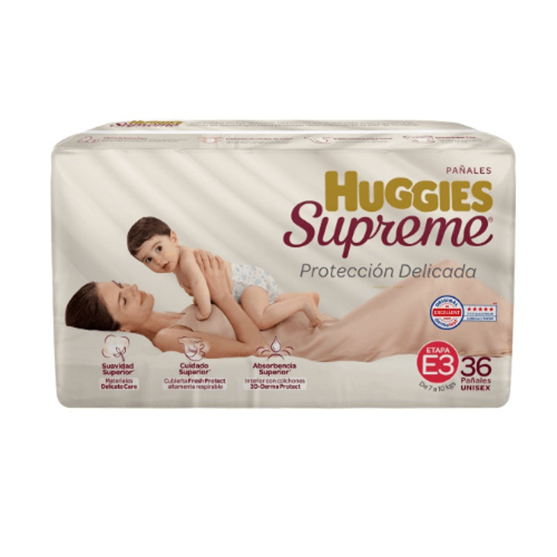 Pañal Huggies Supreme Unisex E3 Con 36