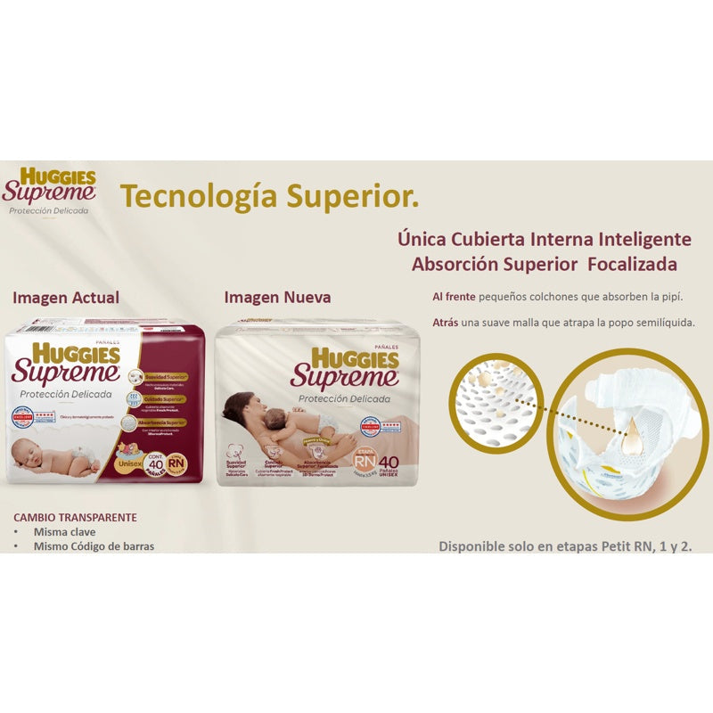 Pañal Huggies Supreme Unisex Rn Con 40