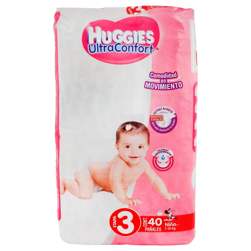 Pañal Huggies Ult-Conf Niña E3 Con 40
