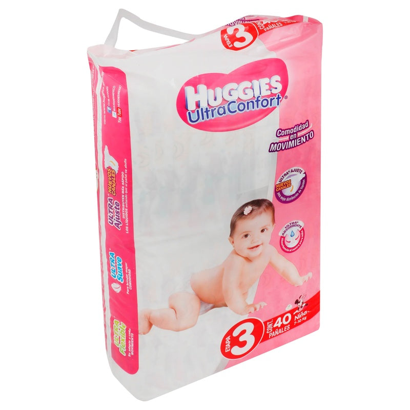 Pañal Huggies Ult-Conf Niña E3 Con 40