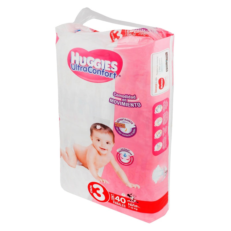 Pañal Huggies Ult-Conf Niña E3 Con 40
