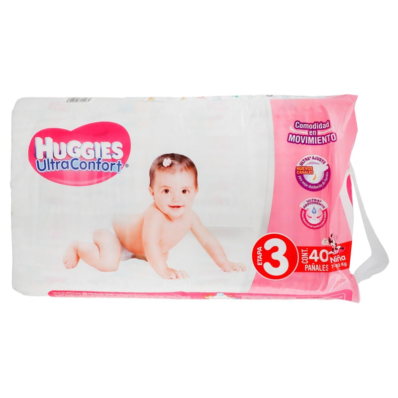 Pañal Huggies Ult-Conf Niña E3 Con 40