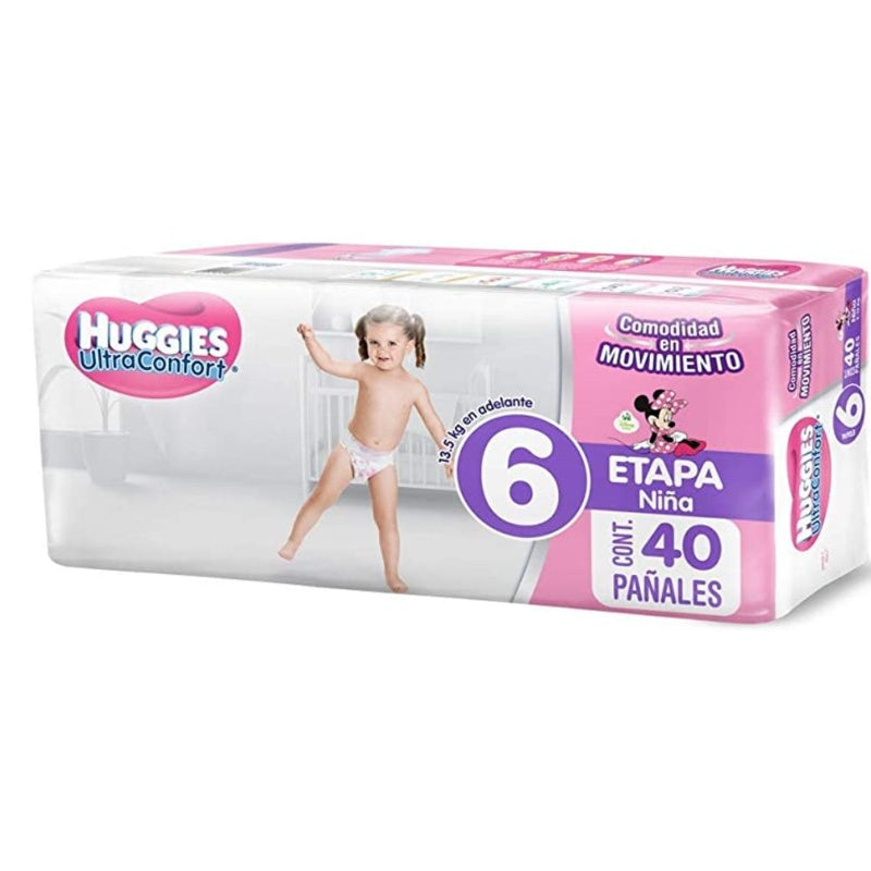 Pañal Huggies Ult-Conf Niña E6 Con 40