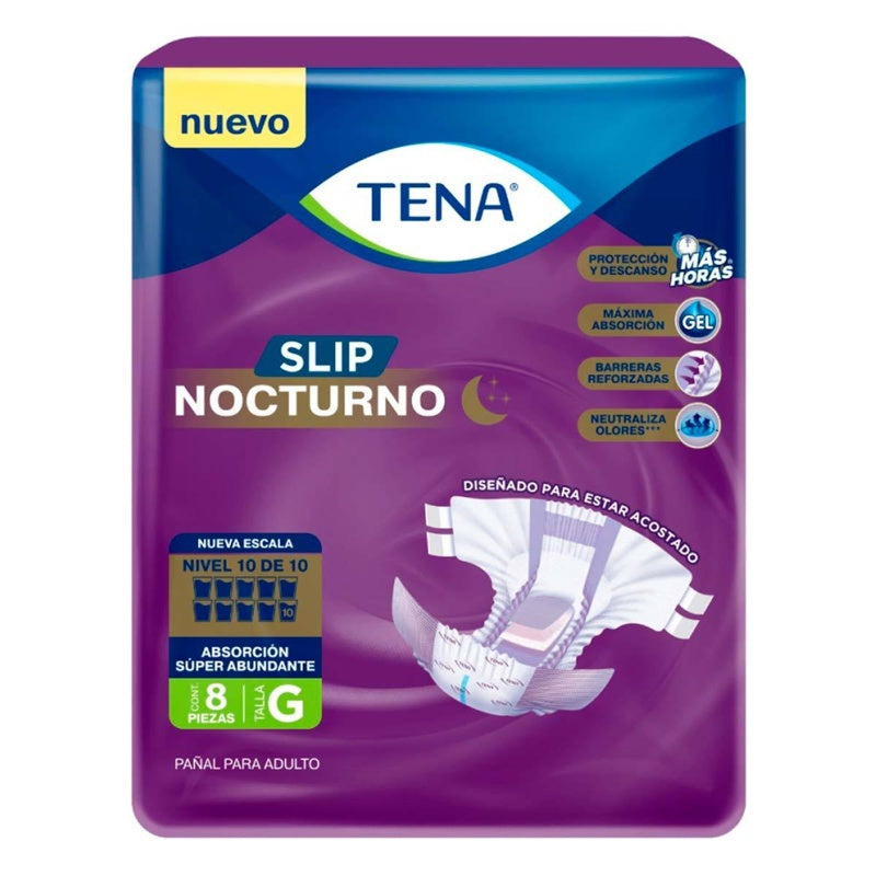 Pañal Tena Slip Nocturno Grande Con 8