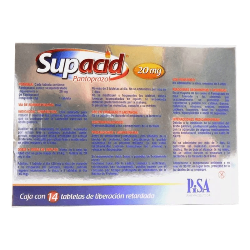 Pantoprazol 20 Mg Con 14 Tabletas Supacid