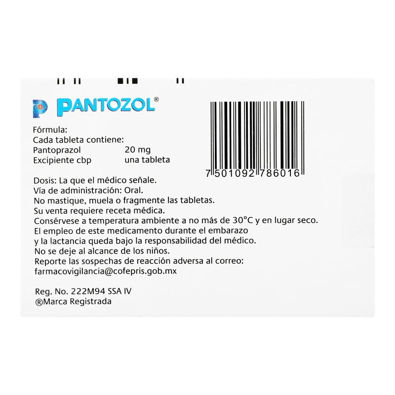 Pantozol P20 20 Mg Con 7 Grageas