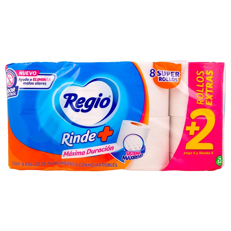 Papel Higiénico Regio Rinde Mas Con 8 Rollos