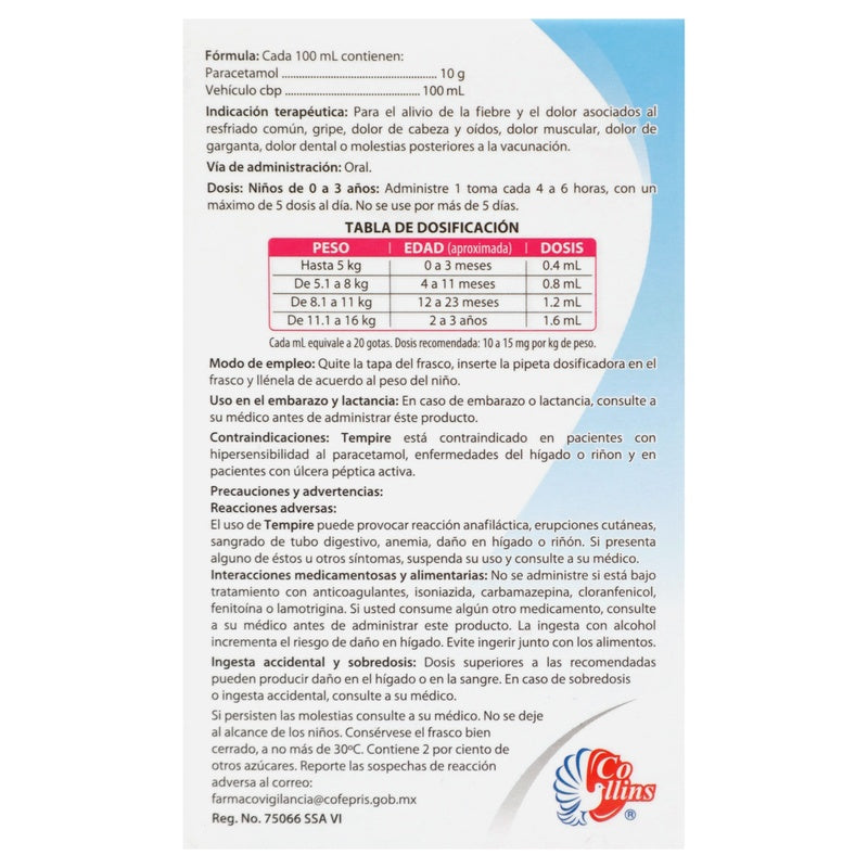 Paracetamol 100 Mg / Ml 30 Ml Gotas Tempire 780083142308 perfil 8