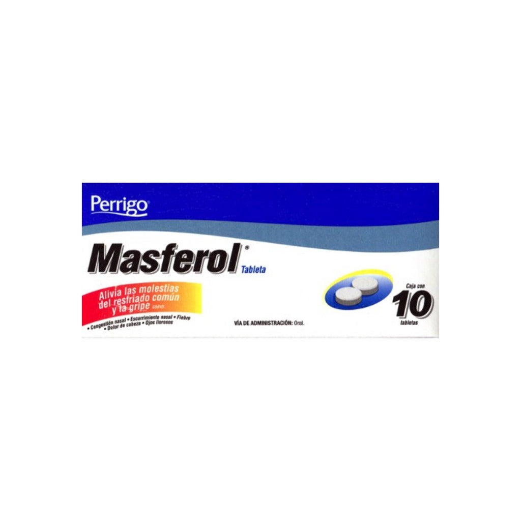 Cafeina / Clorfenamina / Fenilefrina 25 / 4 / 2 Mg Con 10 Tabletas Masferol 7501109762583