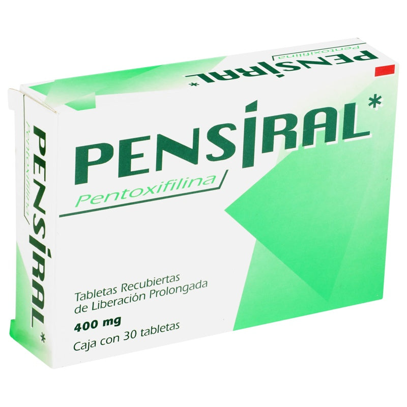 Pentoxifilina 400 Mg Con 30 Tabletas Pensiral