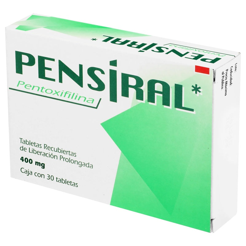 Pentoxifilina 400 Mg Con 30 Tabletas Pensiral