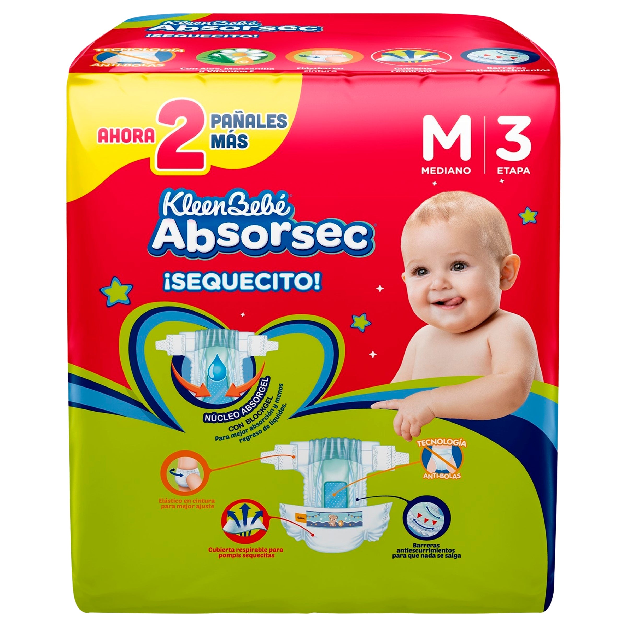 Pañal Kleebebe Absorsec Mediano Con 14 Pzas 7506425648030