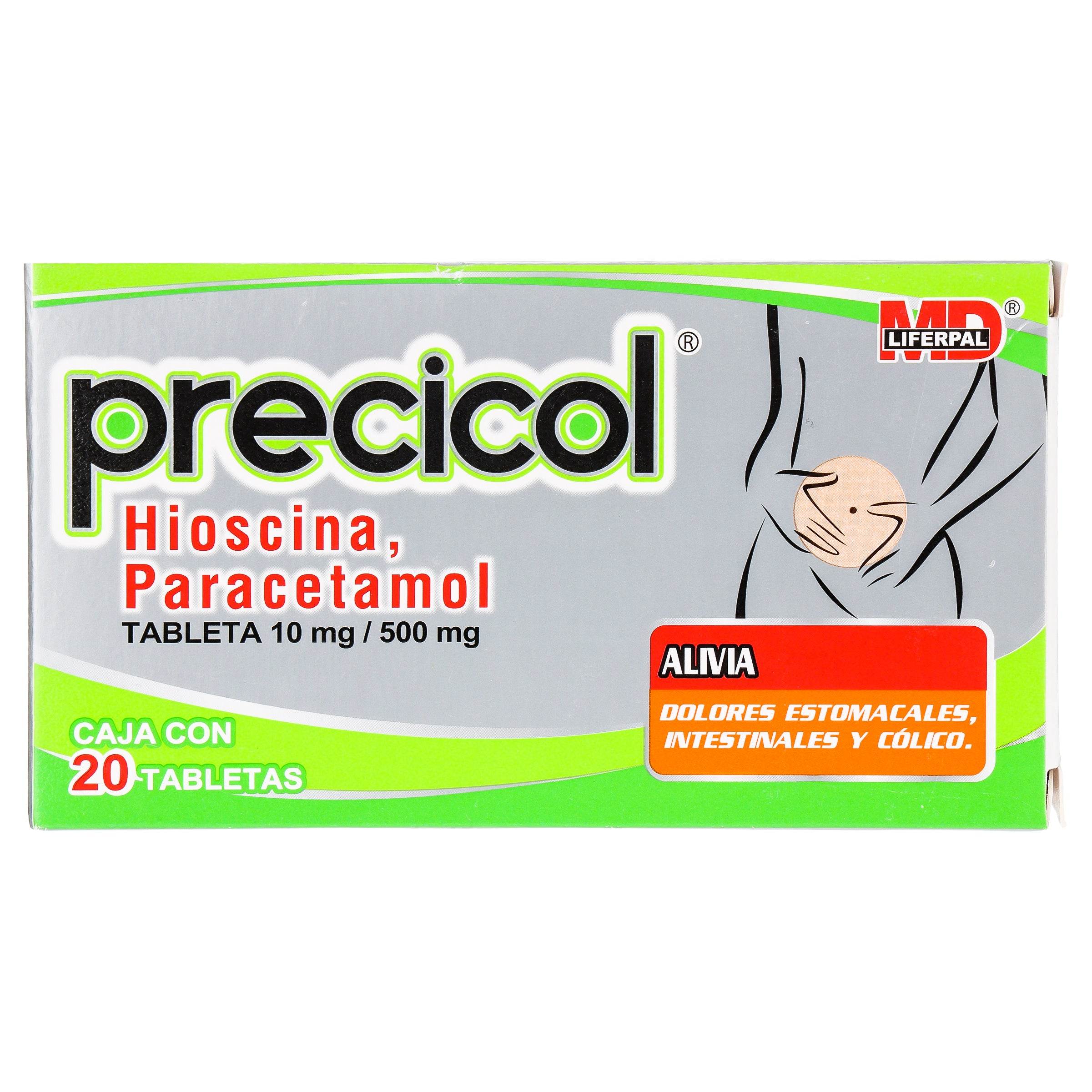 Precicol 10Mg/500Mg Con 20 Tabletas (Hioscina/Paracetamol) 7501836009746