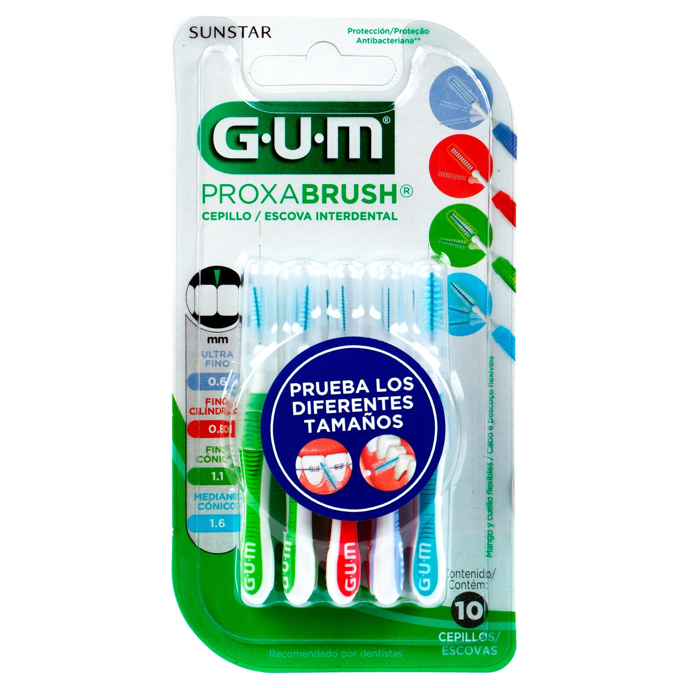 Cepillo Dental Gum Proxabru Interdental C/10 Piezas 7502235821250