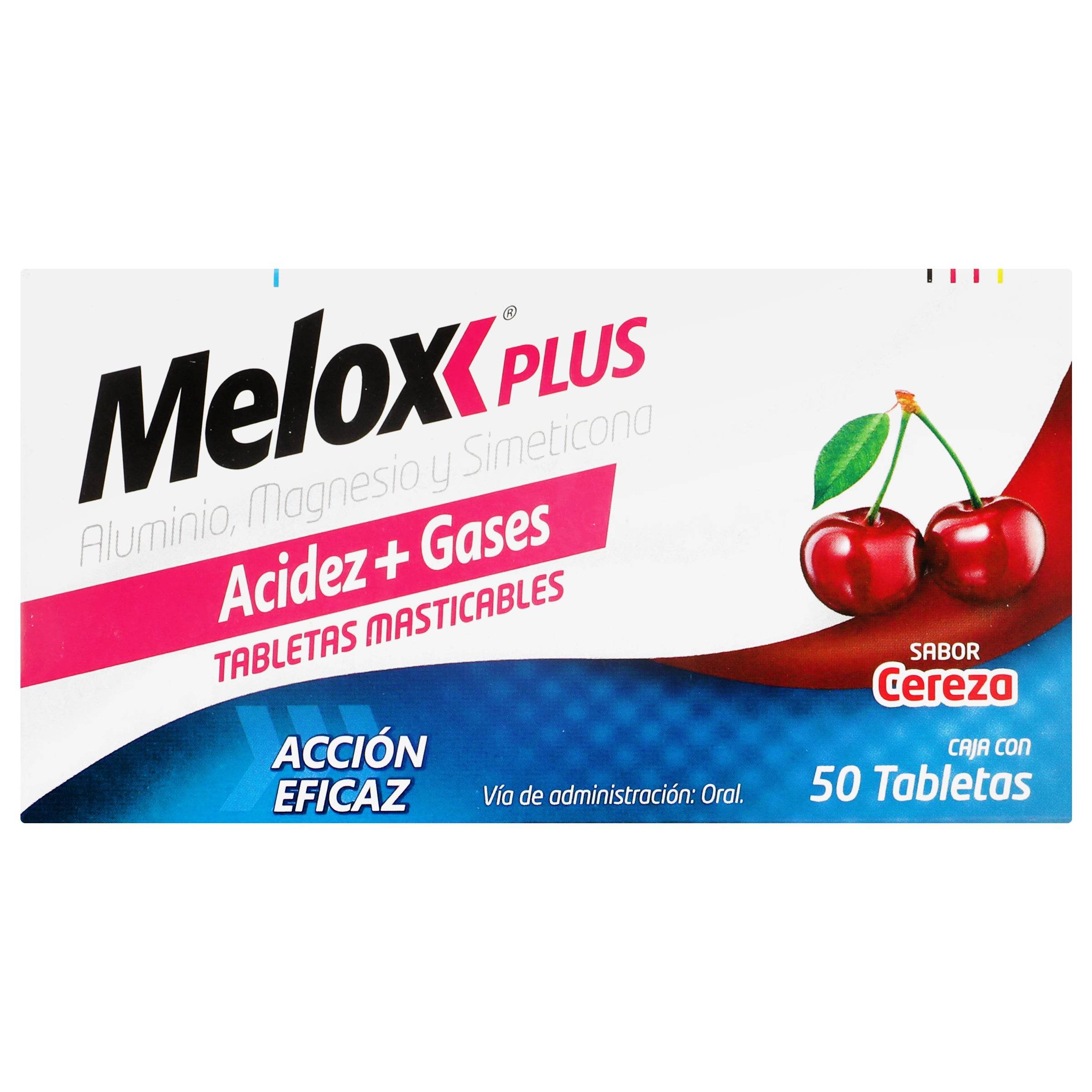 Melox Plus 200Mg Con 50 Tabletas (Aluminio/Magnesio/Simeticona) 7501165002890