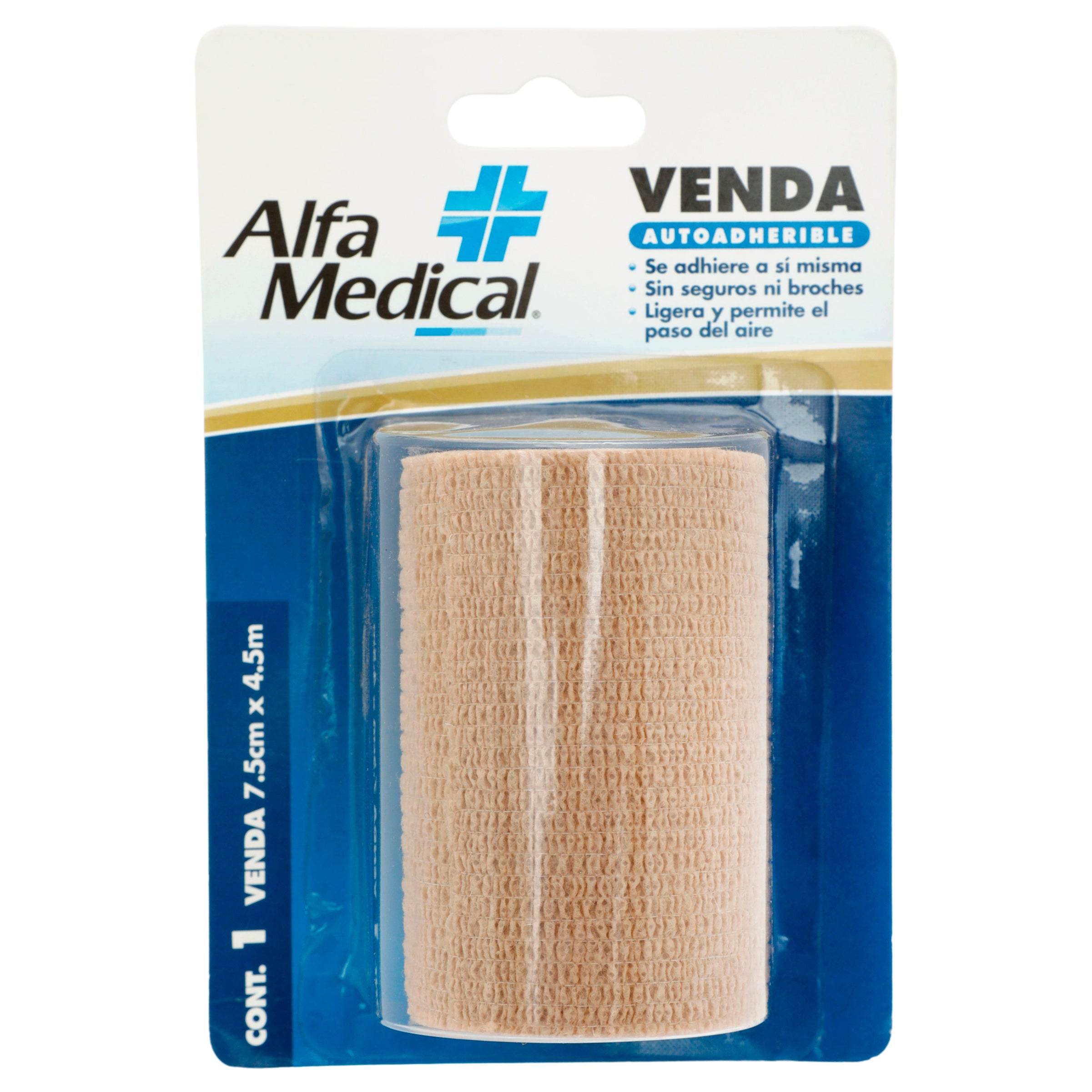 Venda Elí¡stica Autoadherible 7.5Cmx4.5M Alpha Piel 7503014279323