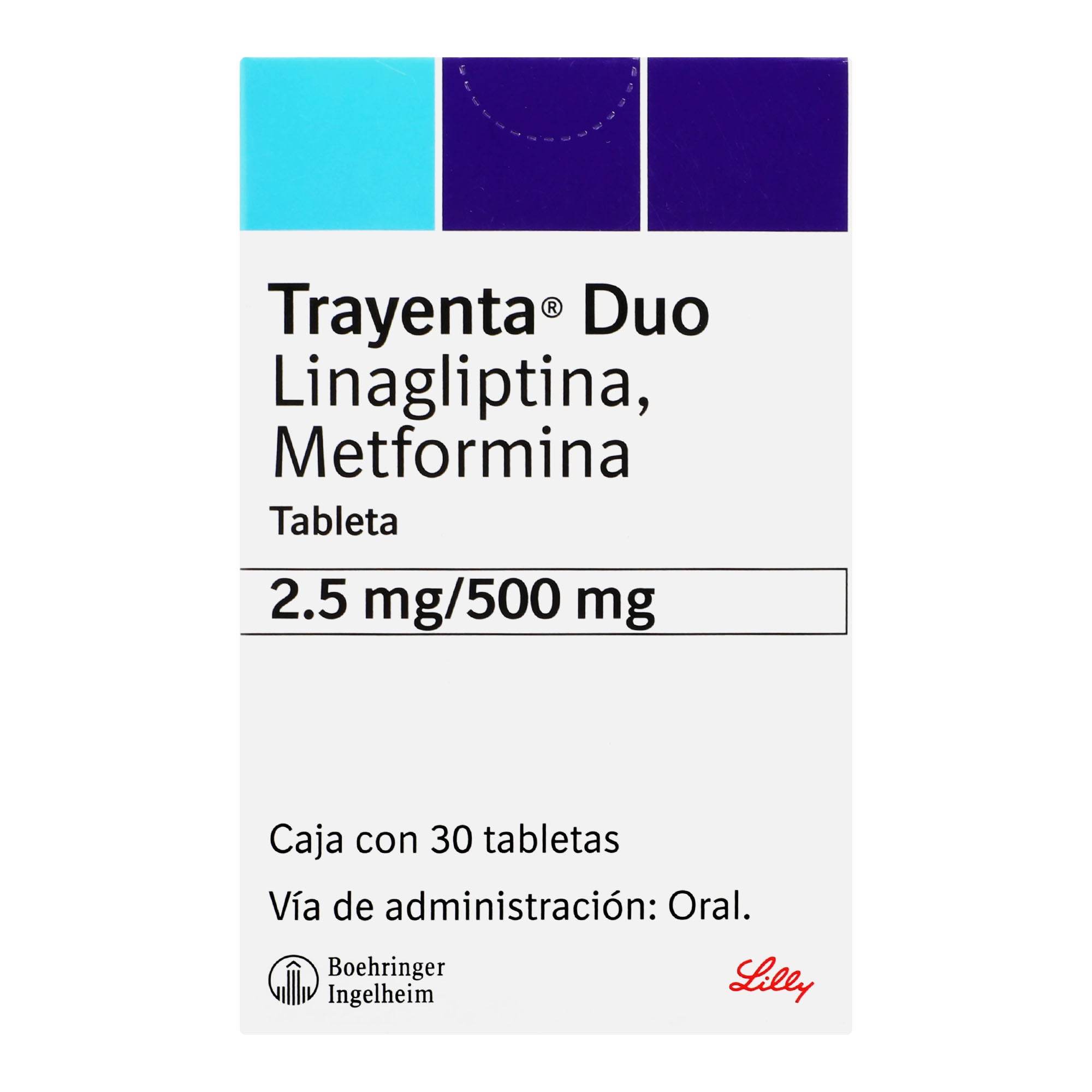 Trayenta Duo 2.5Mg/500Mg Con 30 Tabletas (Linagliptina/Metformina) 7501037935172