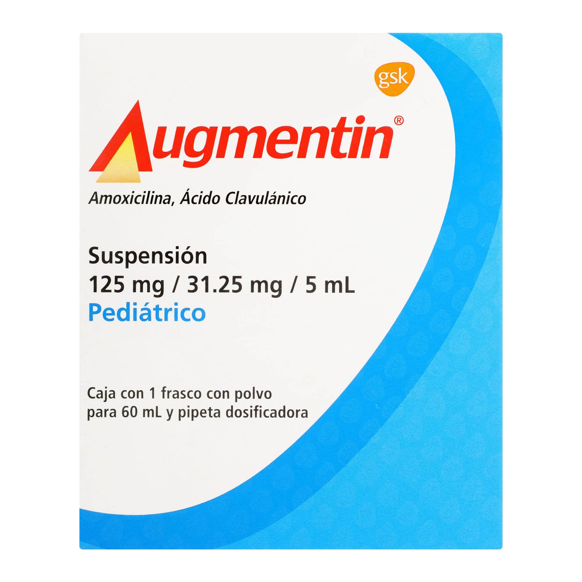 Augmentin Pediatrico Suspensión 125Mg/31.25Mg/5Ml 60Ml (Amoxicilina/Clavulanato) 7501064550683