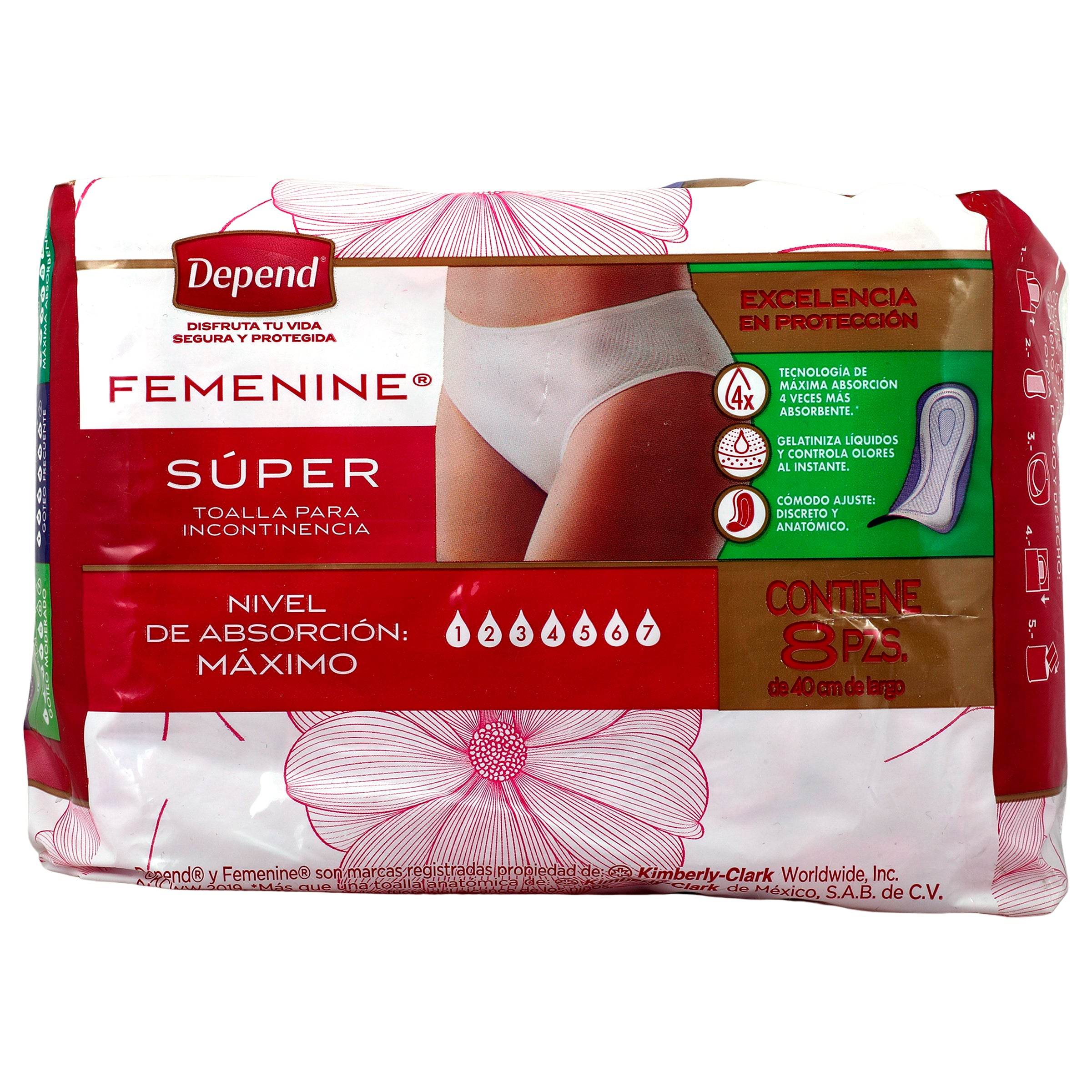 Toallas Depend Femenine Super Con 8 7501943474734