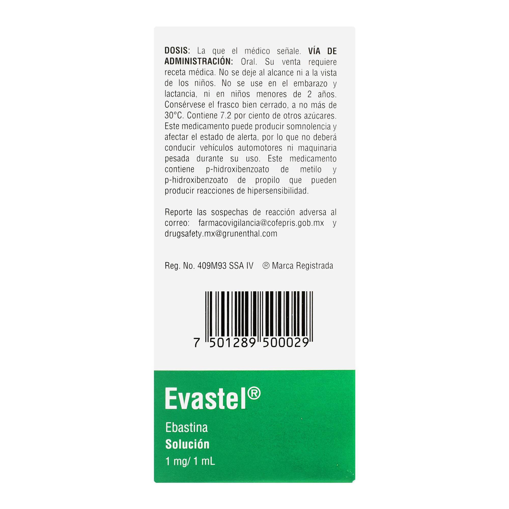Evastel Solución 1Mg/Ml 60Ml (Ebastina) 7501289500029