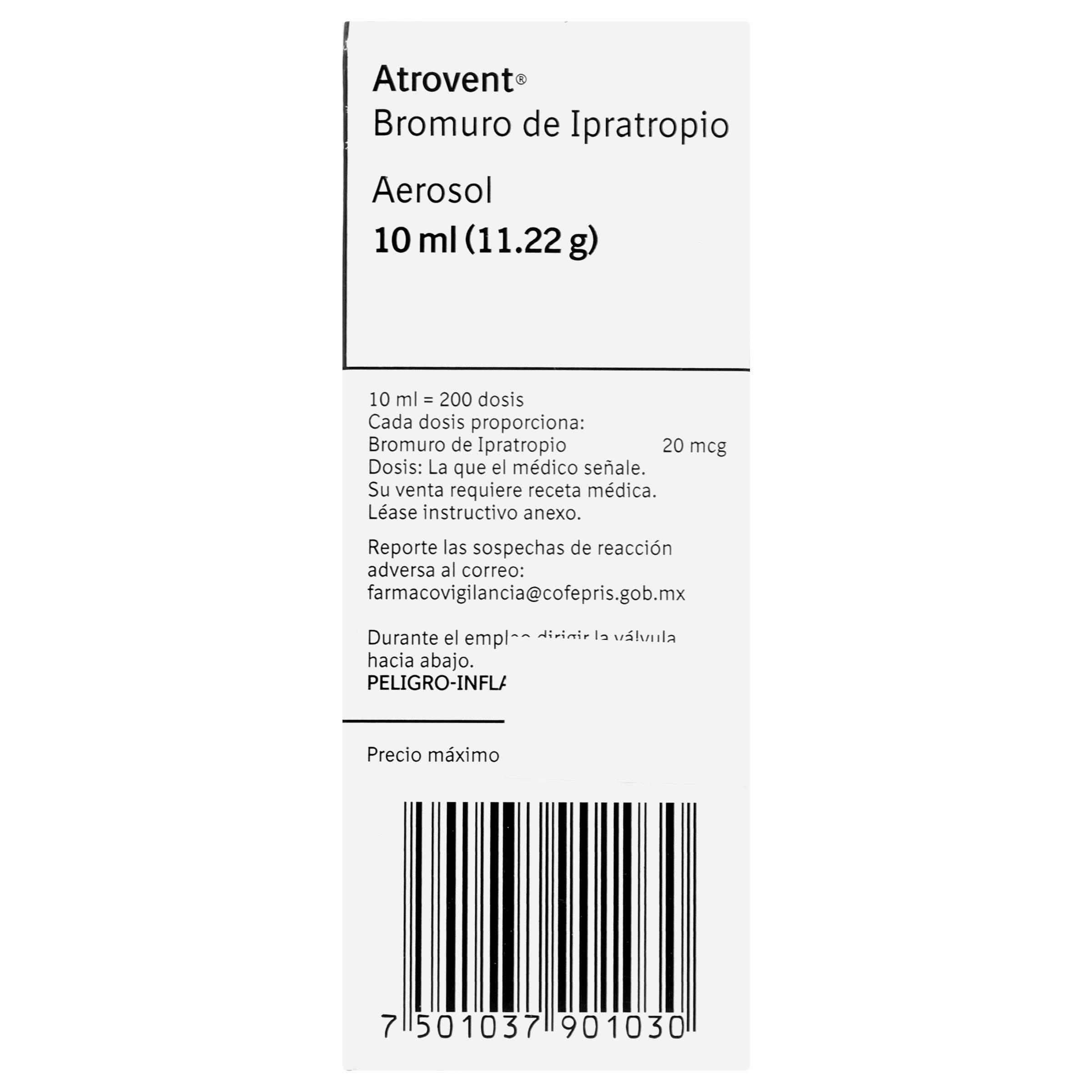 Atrovent Aerosol 11.2G/10Ml Con 1 (Bromuro De Ipatropio) 7501037901030
