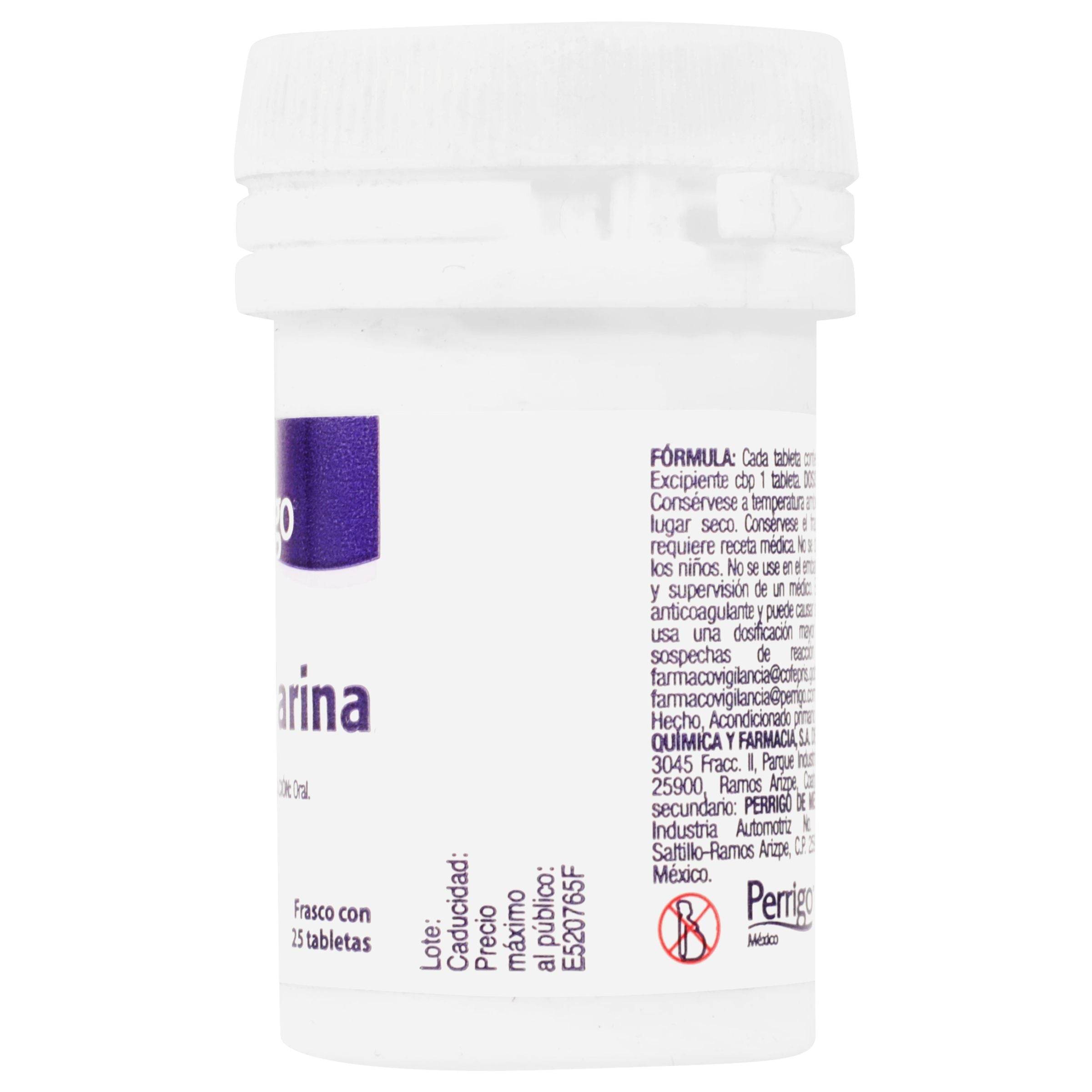 Warfarina 5Mg Con 25 Perrigo Tabletas 7501109750184