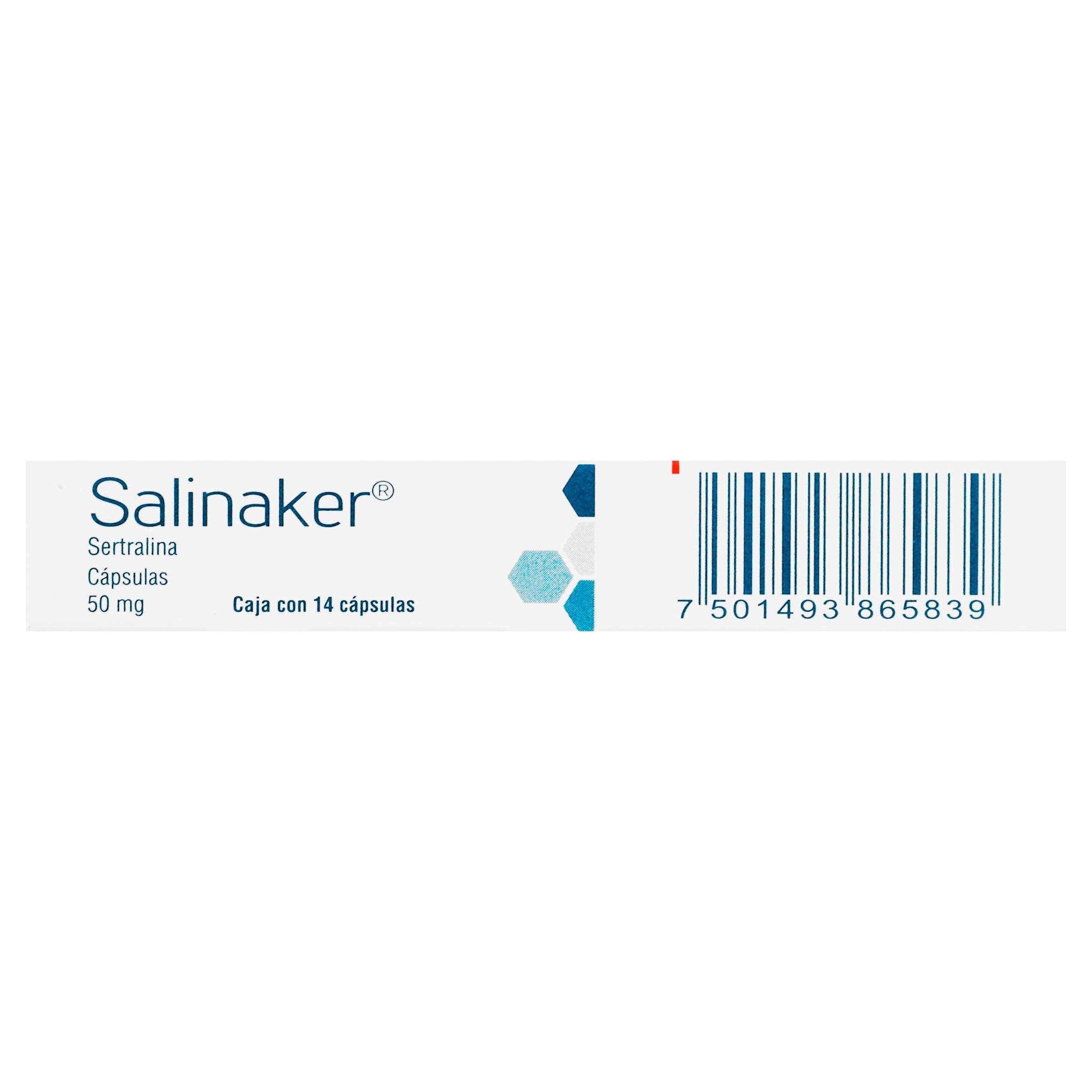 Salinaker 50Mg Con 14 Capsulas (Sertralina) 7501493865839