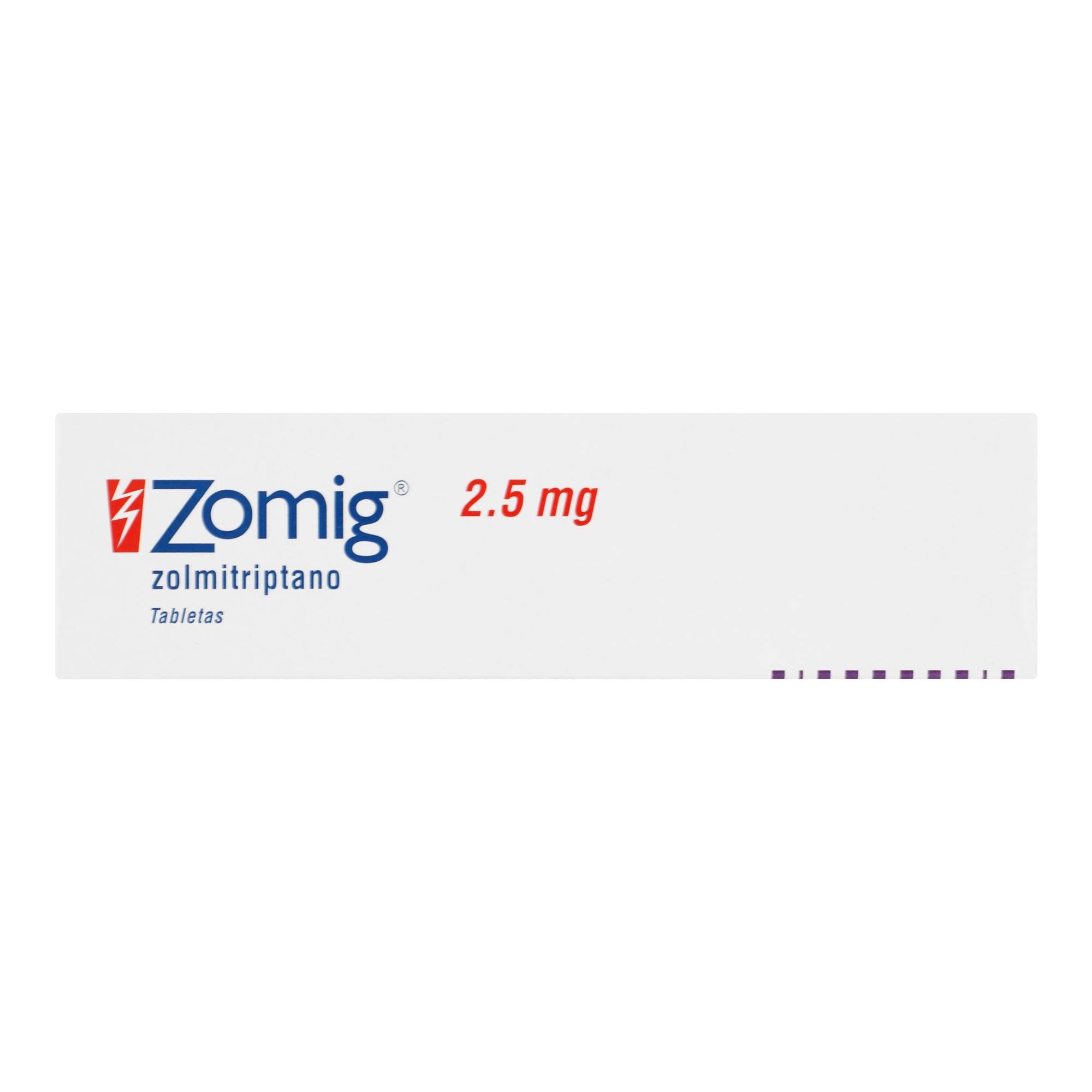 Zomig (Zomitriptilano) Tabletas 2.5Mg Con 2 7501324403520