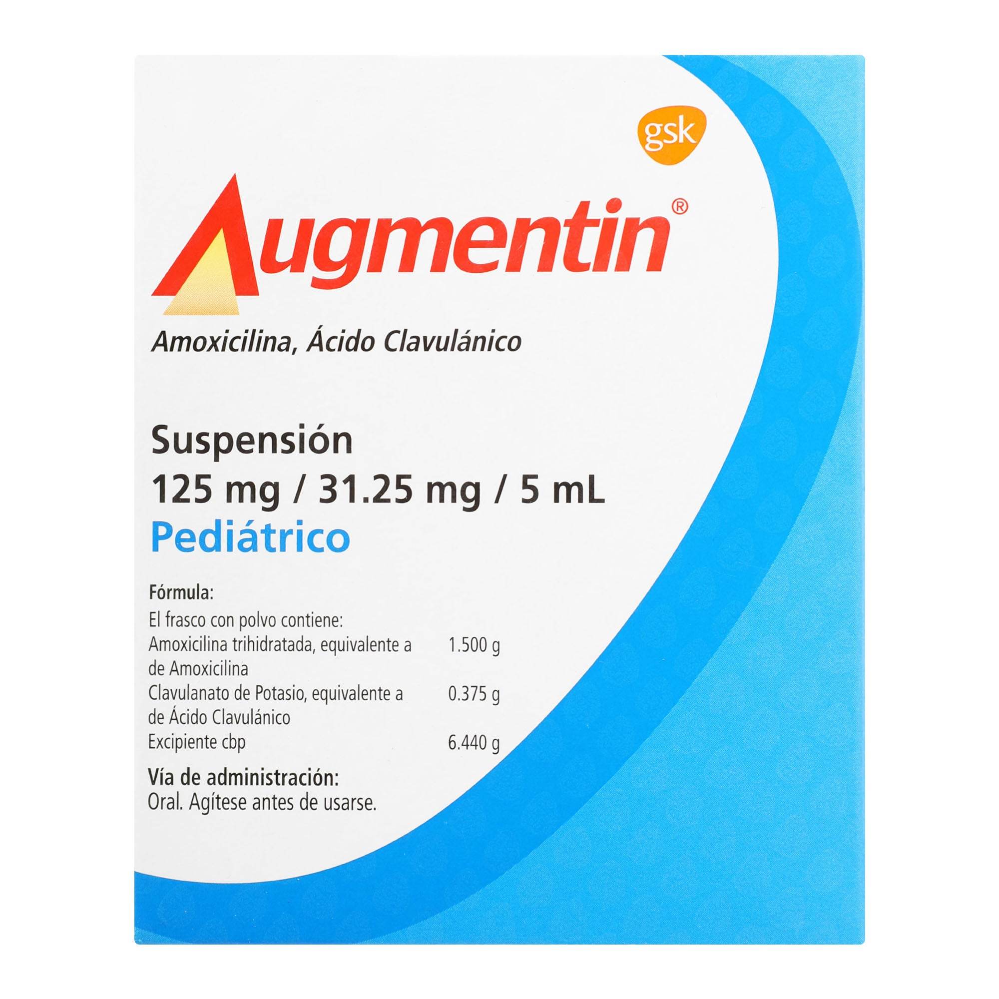 Augmentin Pediatrico Suspensión 125Mg/31.25Mg/5Ml 60Ml (Amoxicilina/Clavulanato) 7501064550683