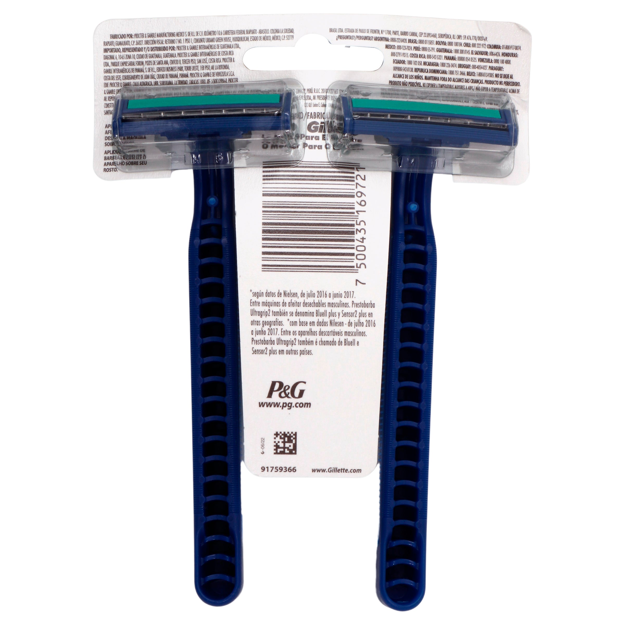 Maquina Gillette Prestobarba Ultragrip 2 Piezas 7500435169721