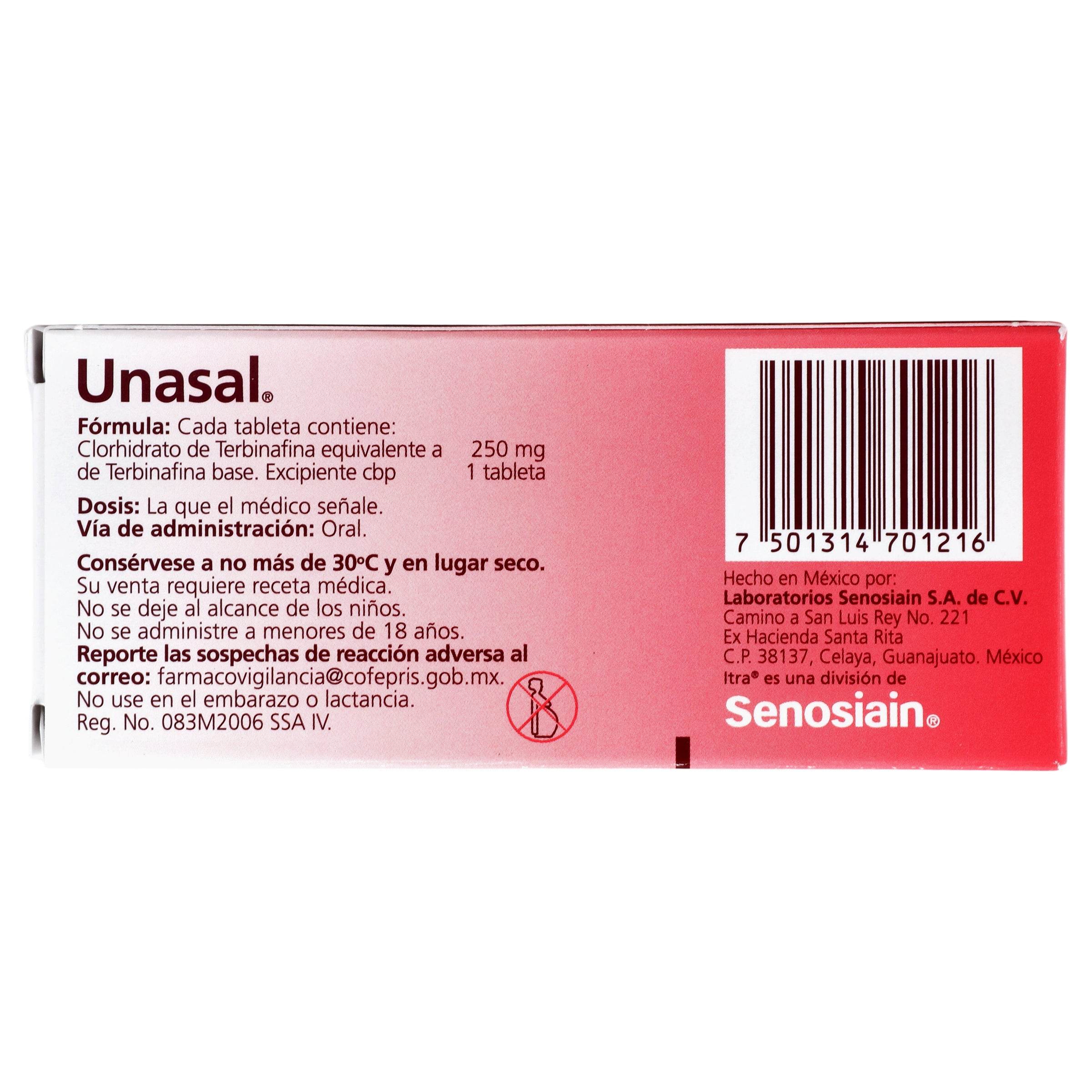 Unasal 250Mg Con 10 Tabletas (Terbinafina) 7501314701216