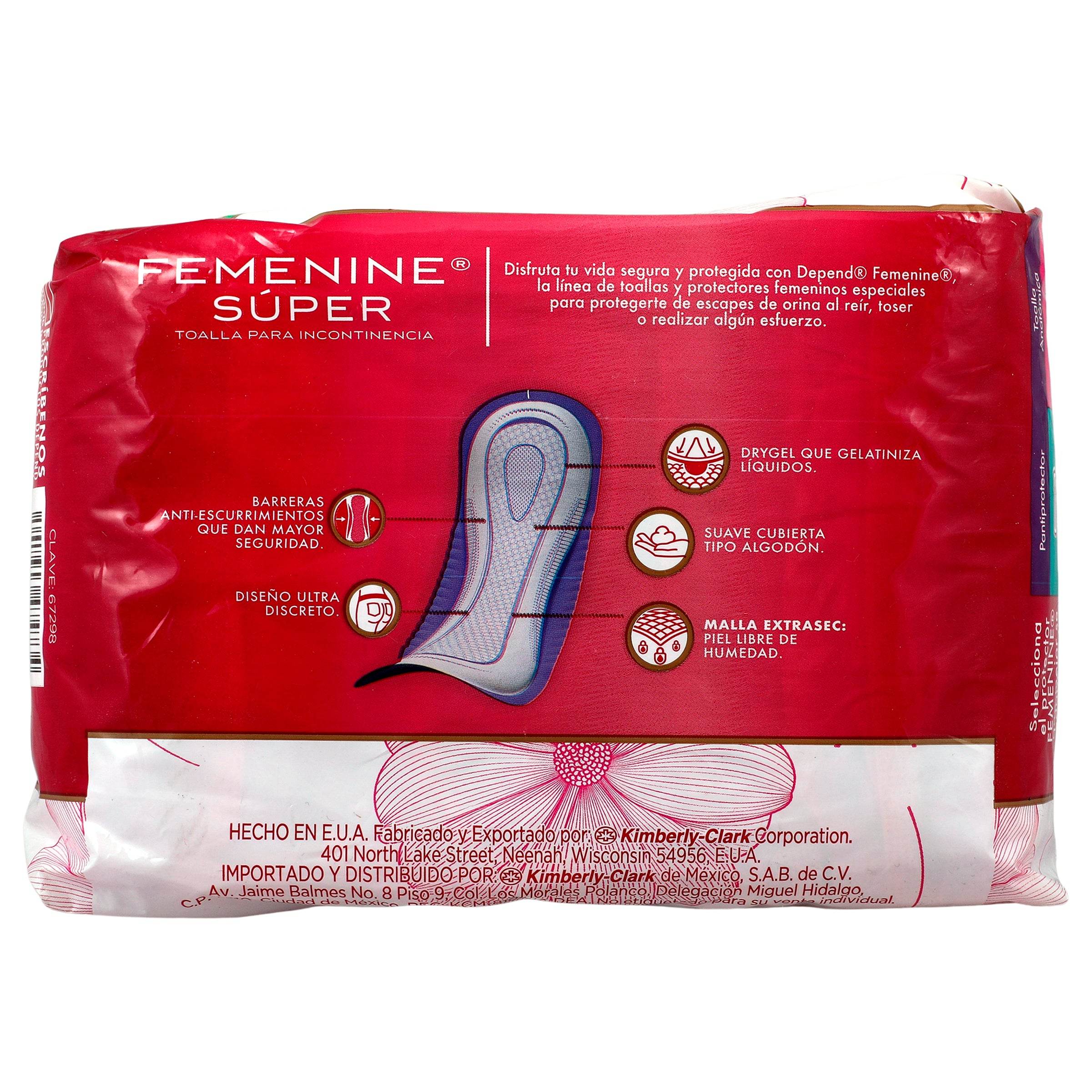 Toallas Depend Femenine Super Con 8 7501943474734