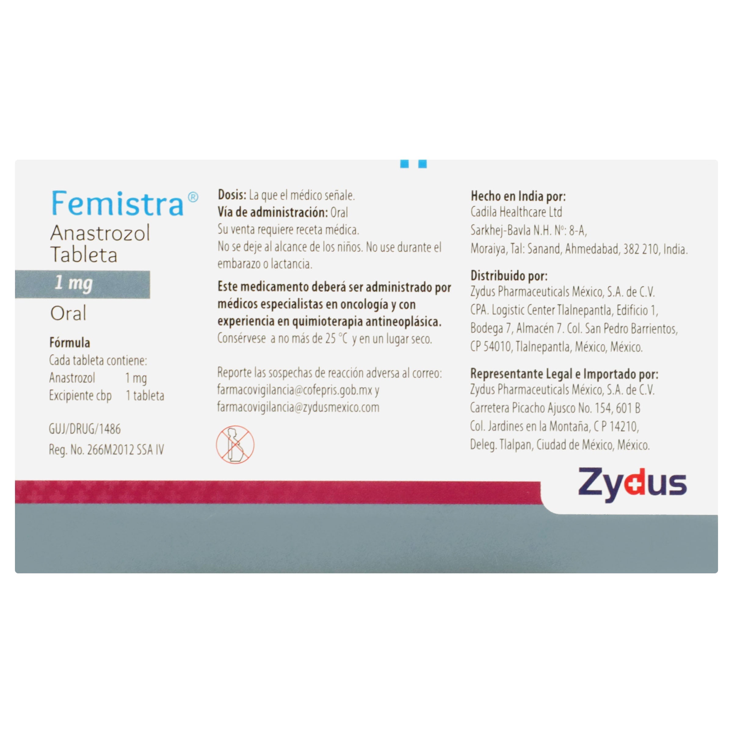 Femistra 1 Mg Con 28 Tabletas 8901120003051