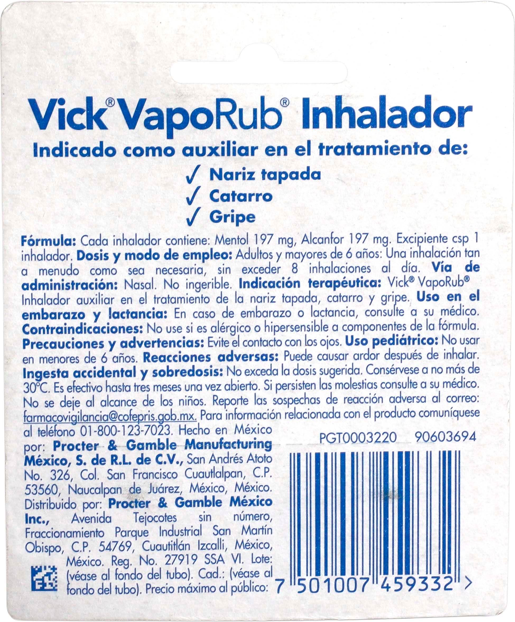 Vick Vaporub Innhalador 197Mg (Alcanfor/Mentol) 7501007459332
