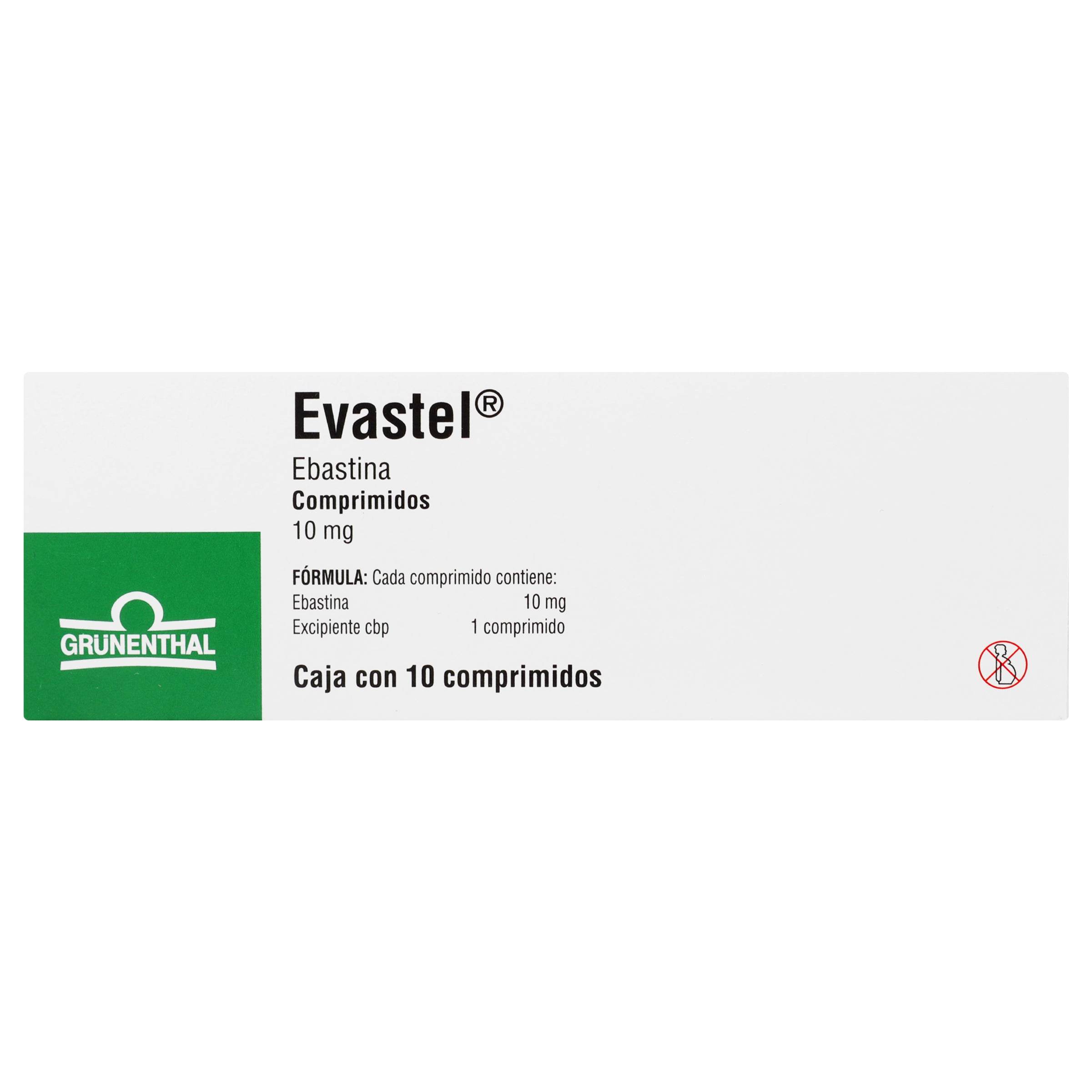 Evastel 10Mg Con 10 Comprimidos (Ebastina) 7501289500012