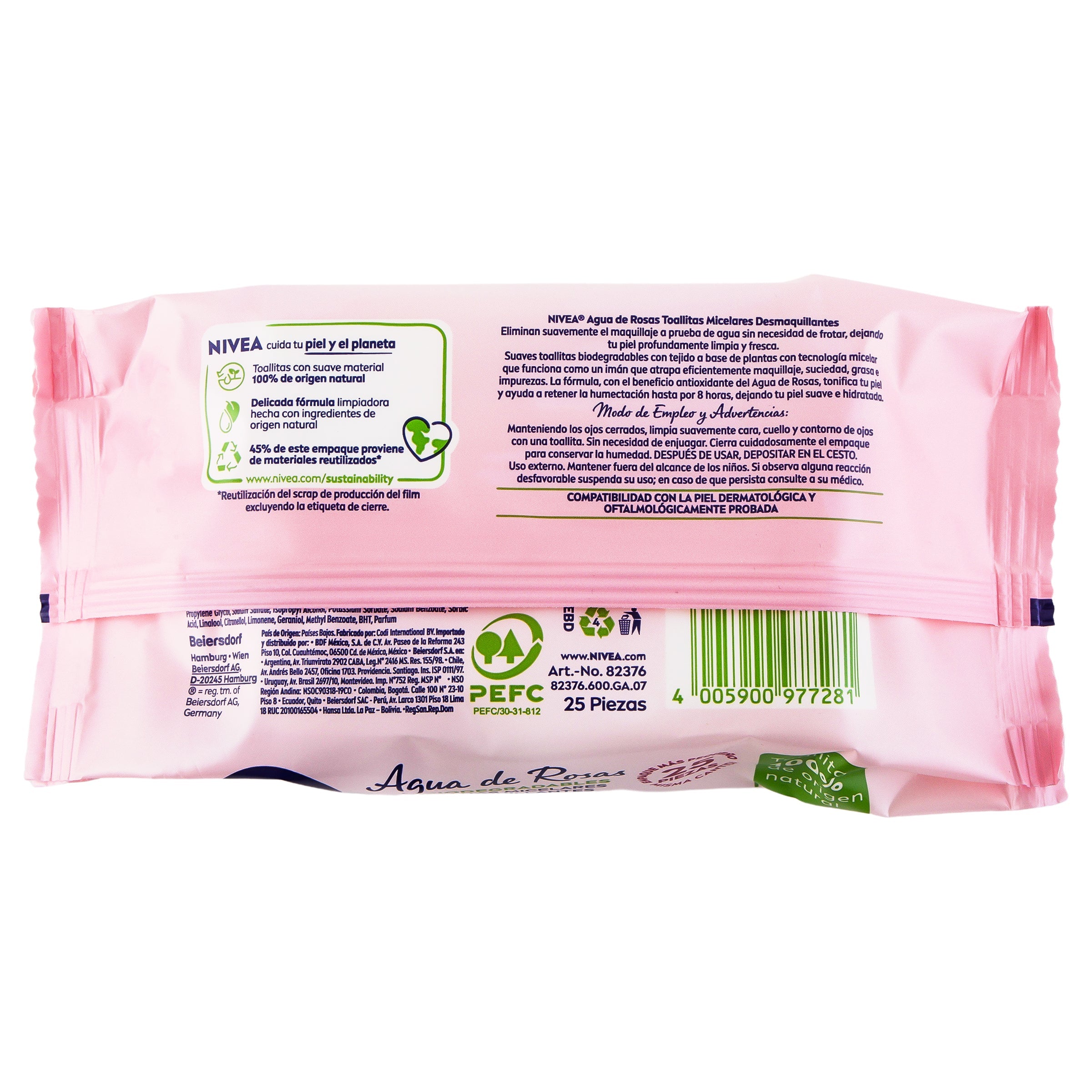Toallitas Micelar Desmaquillantes Nivea Agua Rosas Con 25 Piezas 4005900977281