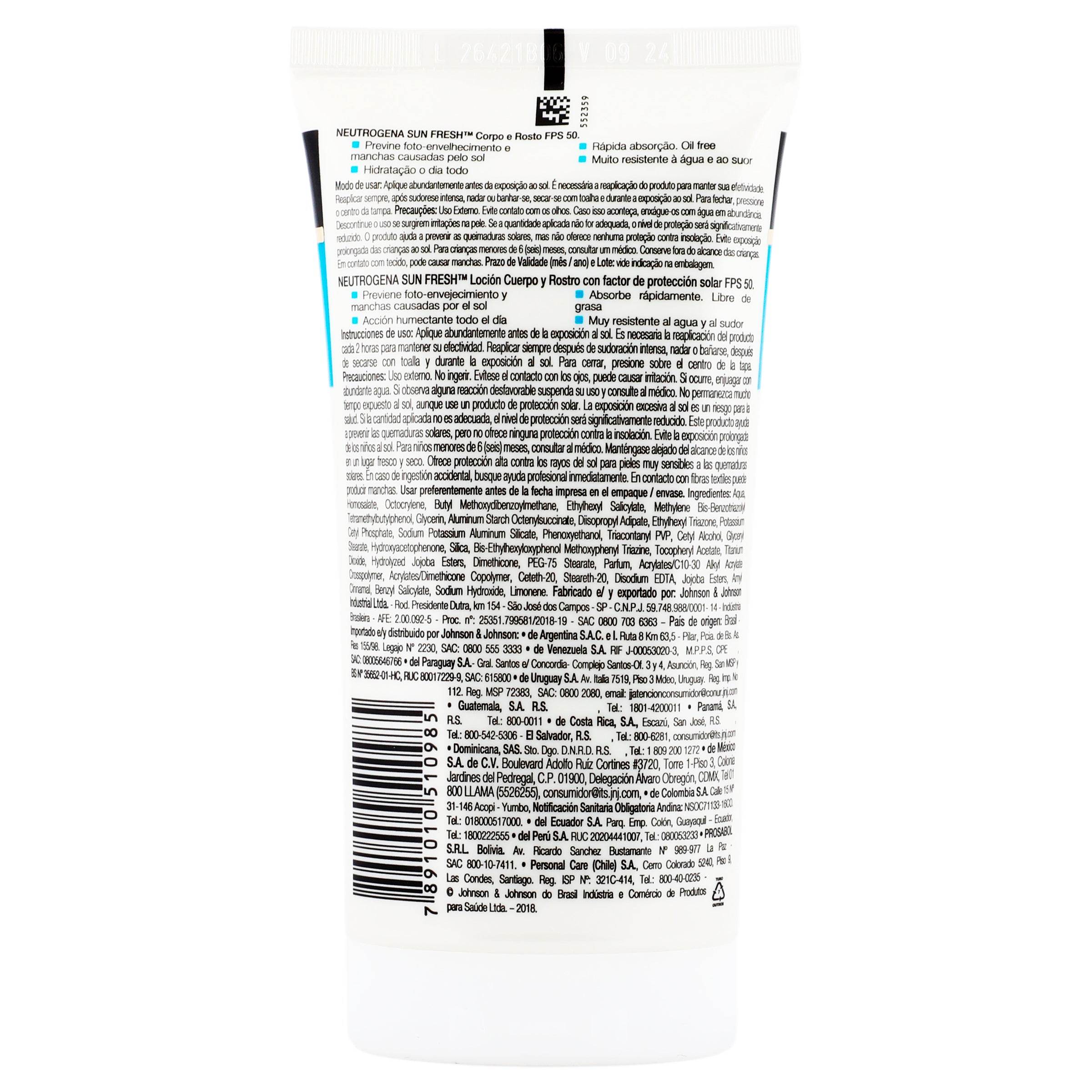 Neutrogena Bloqueador Sun Fresh Fps50 120Ml 7891010510985