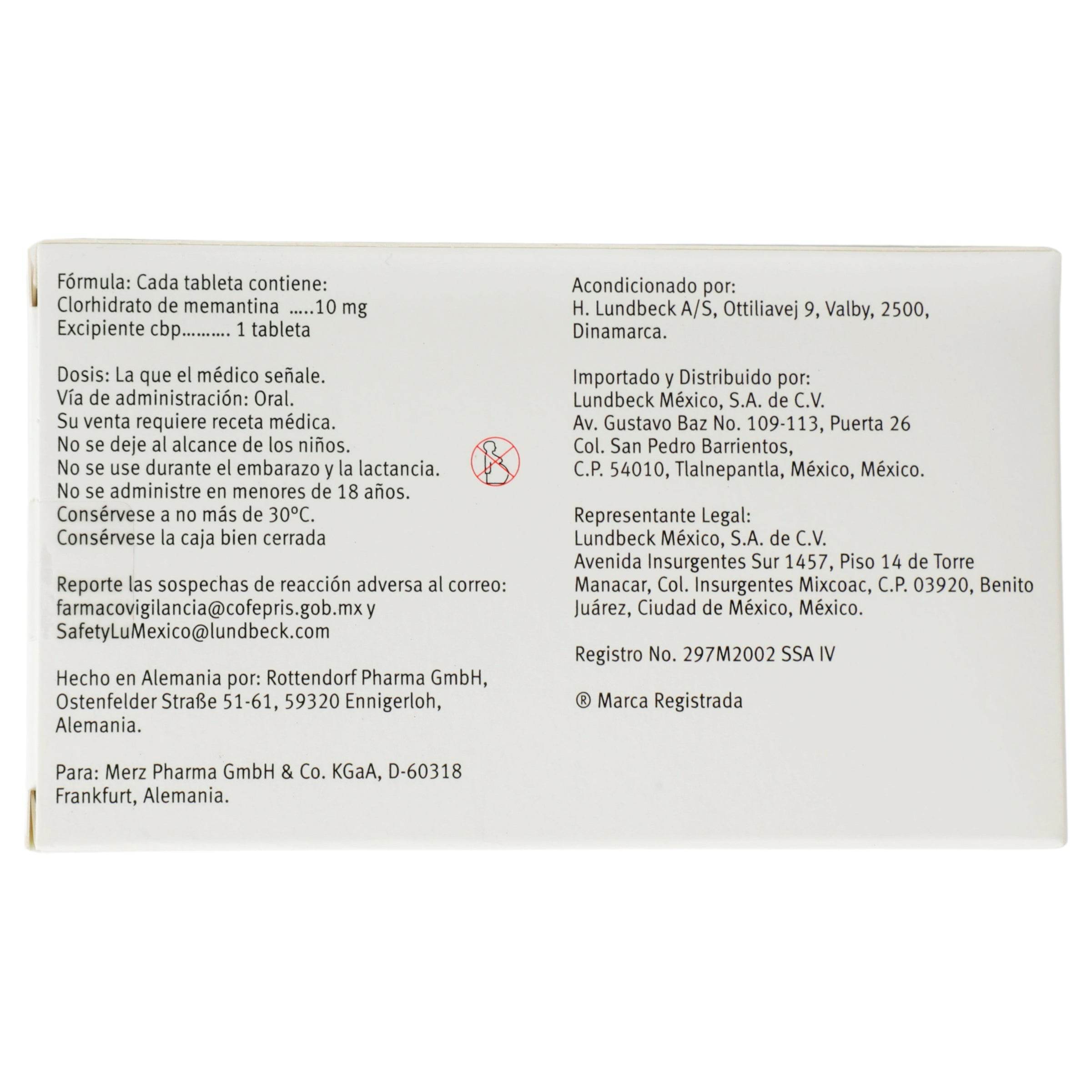 Ebixa 10Mg Con 28 Tabletas (Memantina) 7503003746492