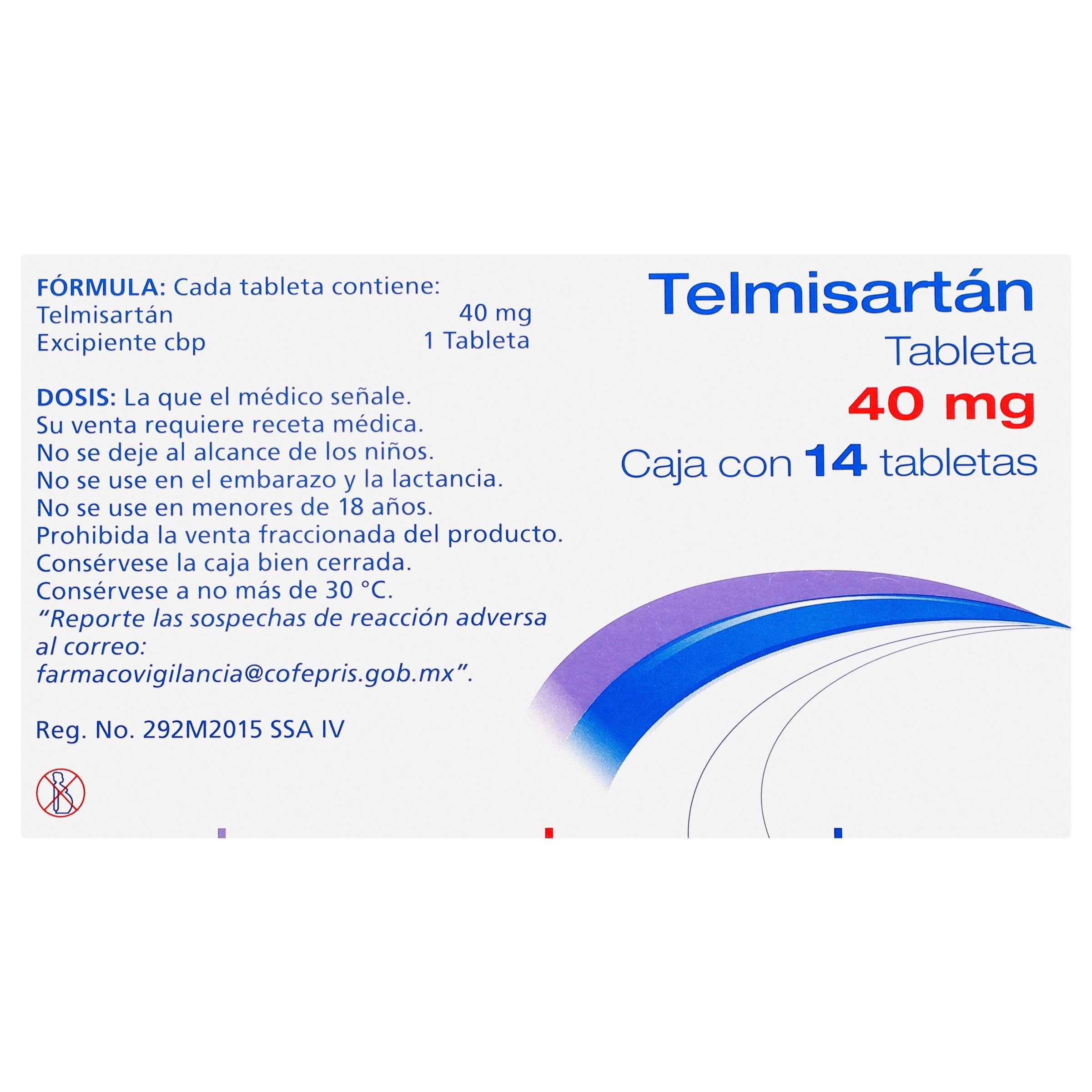Telmisartan 40Mg Con 14 Alpharma Tabletas 7502226293790