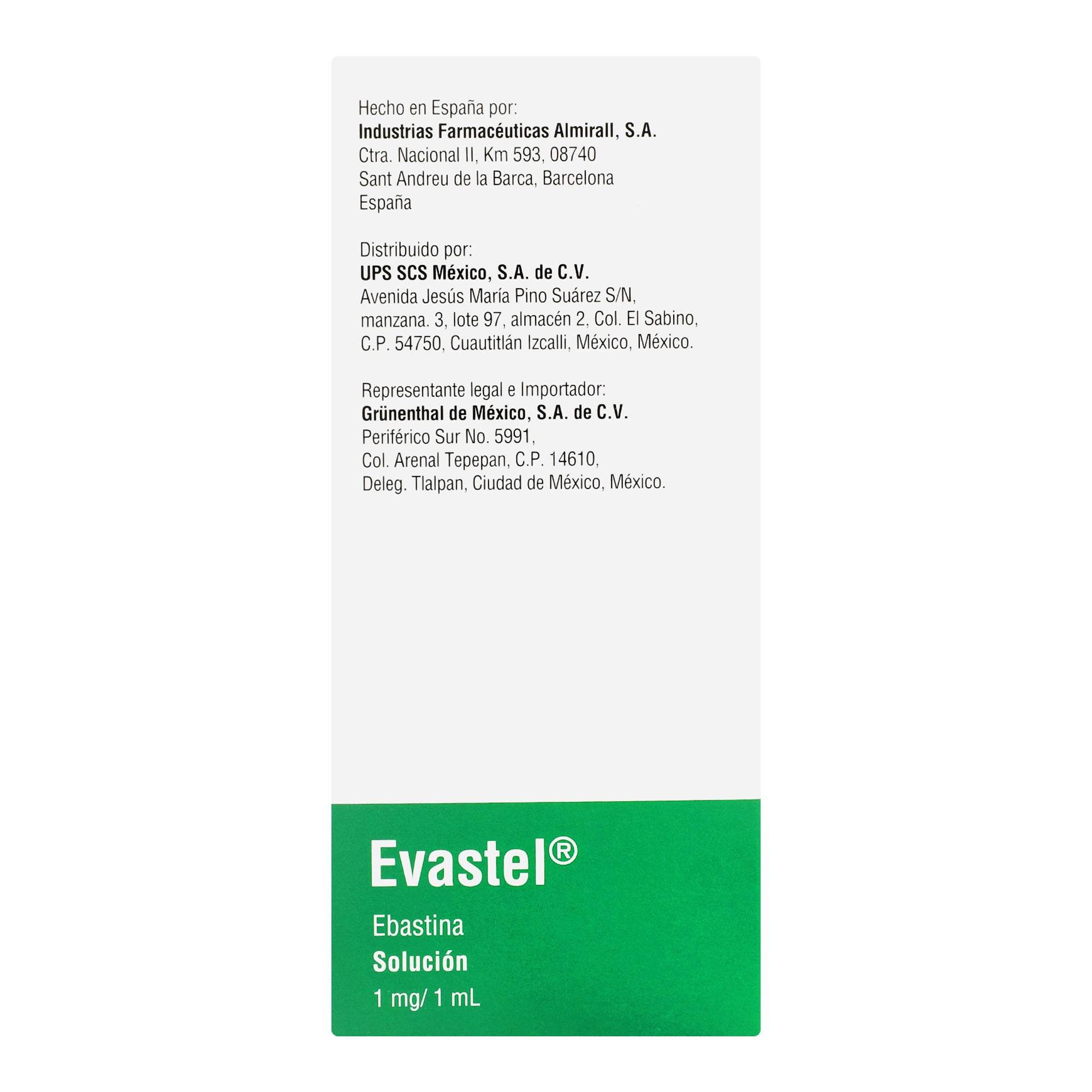 Evastel Solución 1Mg/Ml 60Ml (Ebastina) 7501289500029