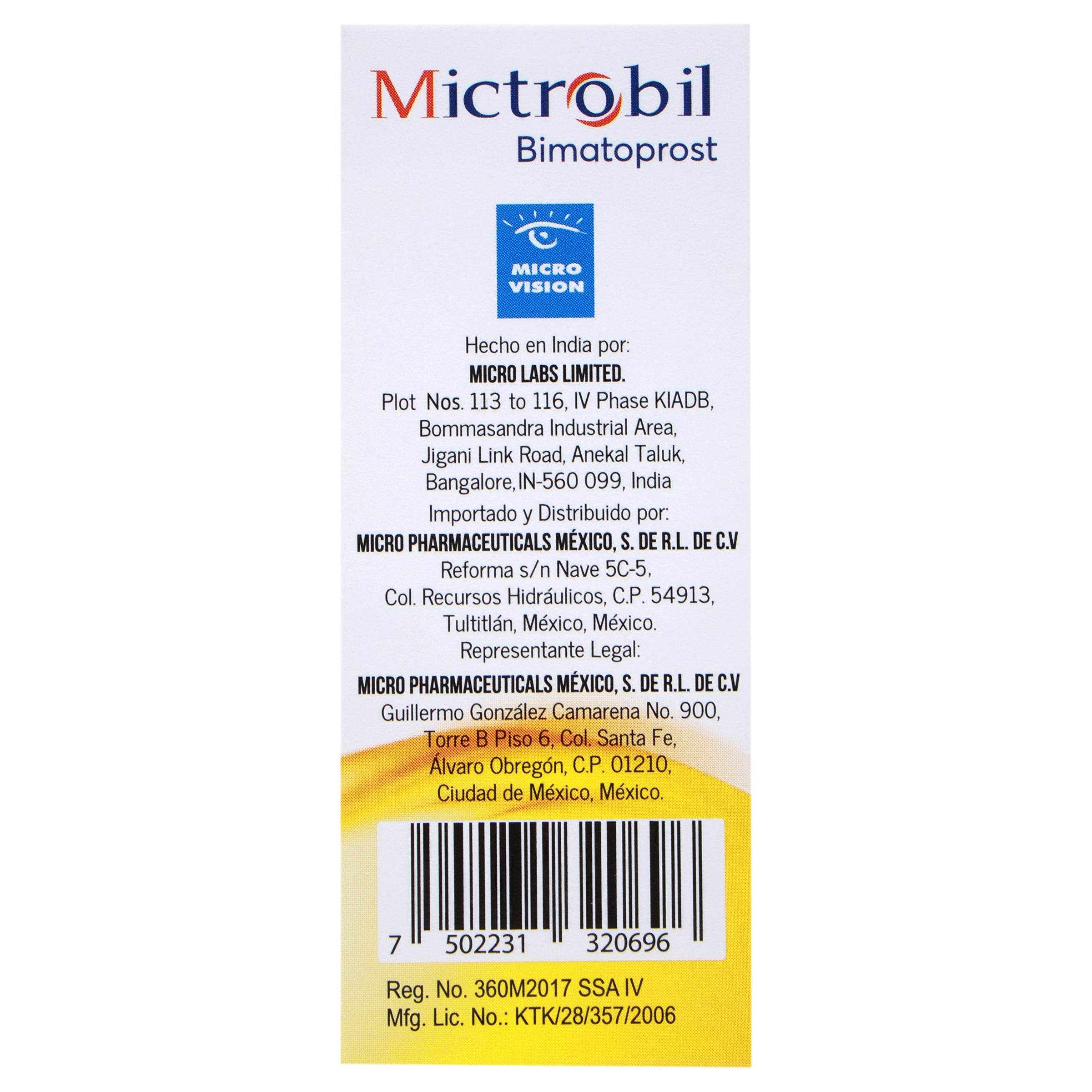 Mictrobil Gotas 0.3Mg/Ml (Bimatoprost) 7502231320696