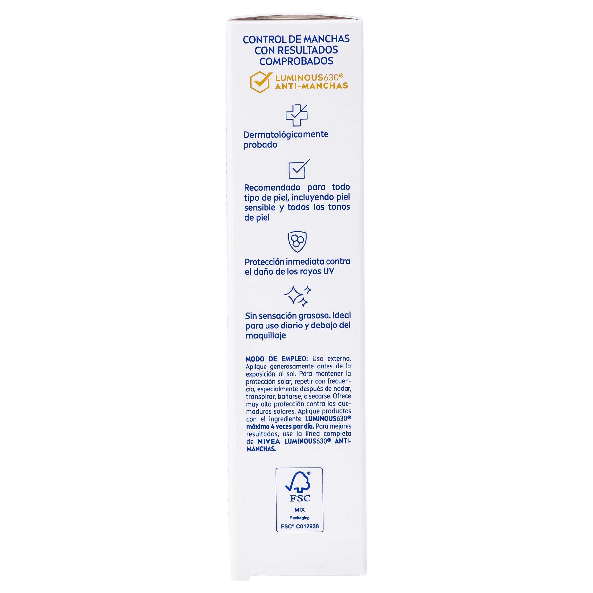 Bloqueador Nivea Sun Control De Manchas Luminous 630 Fps 50 40 Ml 4006000064918