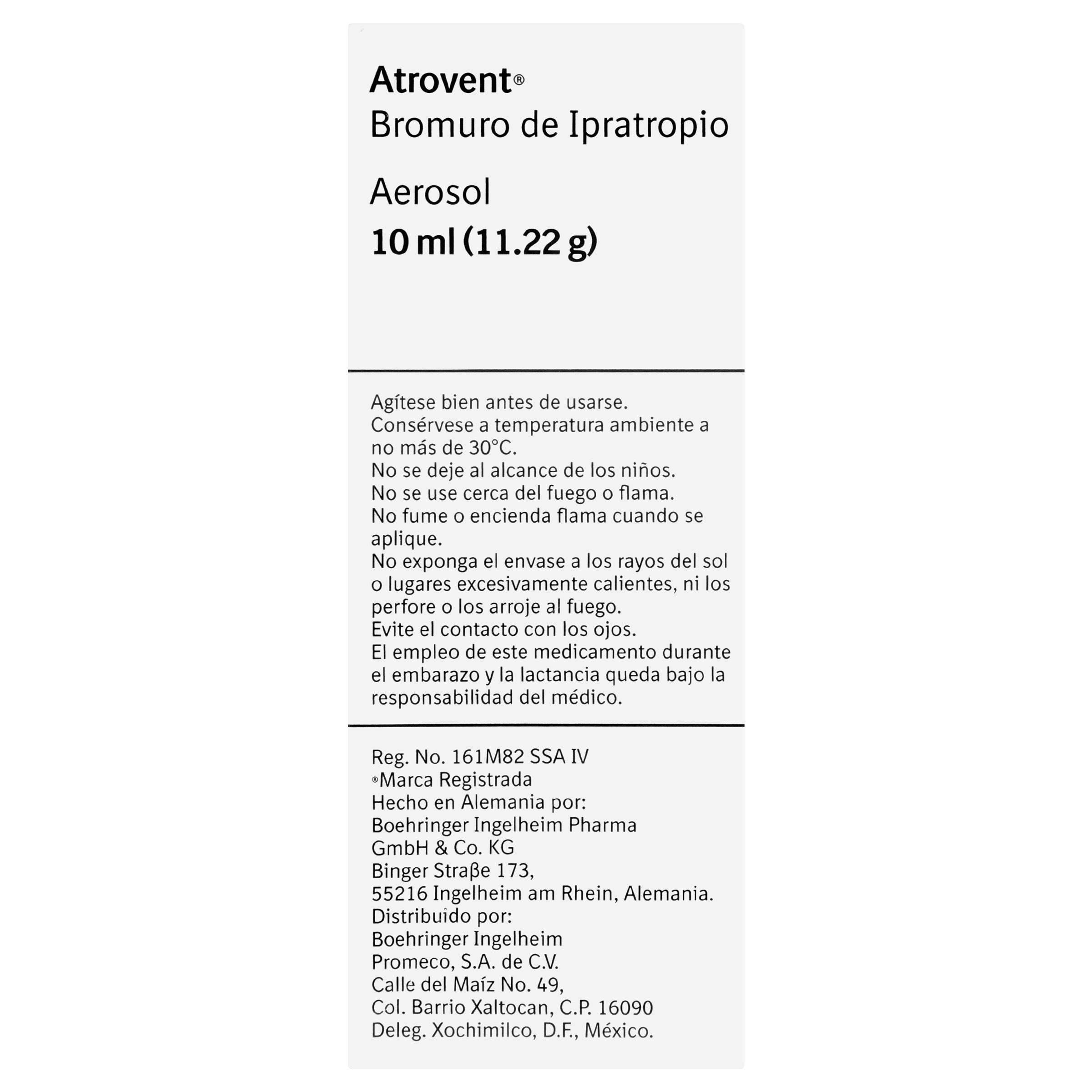 Atrovent Aerosol 11.2G/10Ml Con 1 (Bromuro De Ipatropio) 7501037901030